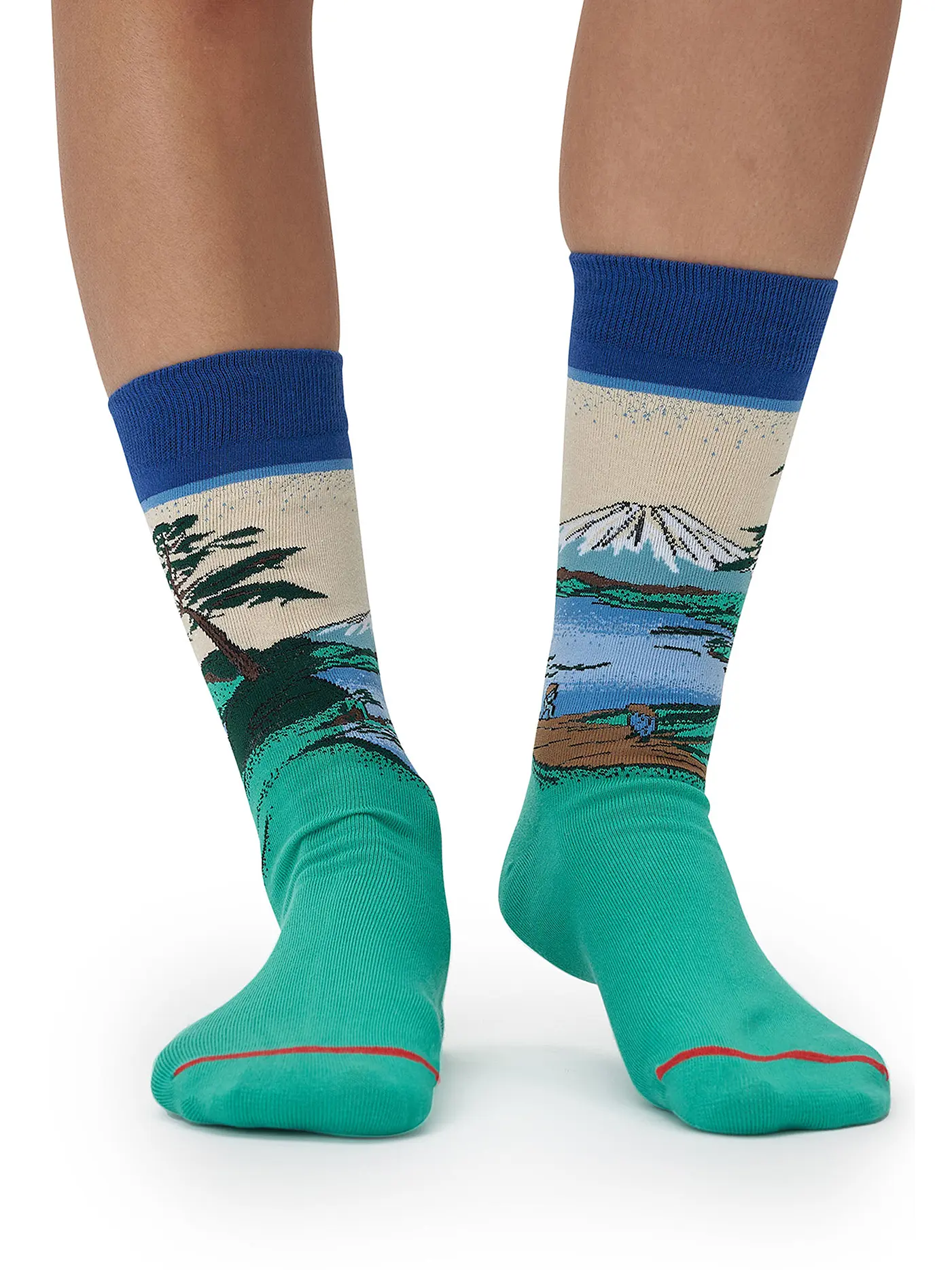 MUSEARTA | Damen Socken MOUNT FUJI - HOKUSAI green-multi (36-40) | 